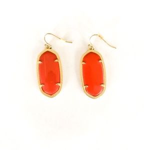 Elle Gold Drop Earrings in Bright Red